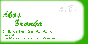 akos branko business card